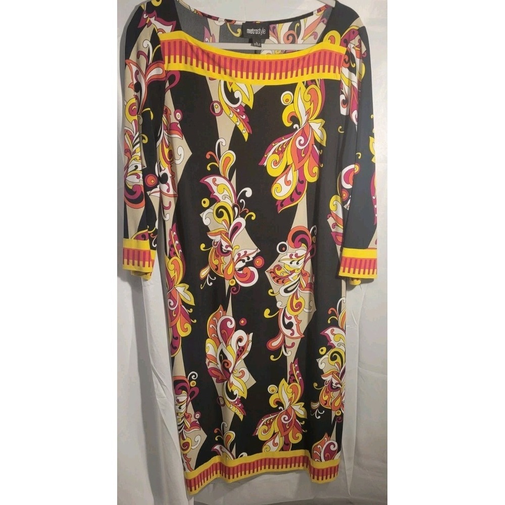 Metrostyle Dress Multicolor Pop Art Retro 70s Festival Whimsical Vintage Vtg